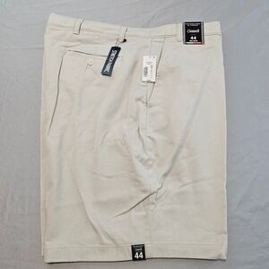 Roundtree & Yorke Size 44 Classic Fit Shorts Stone 9" inseam Flat Front NWT L894